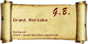 Grant Boriska névjegykártya